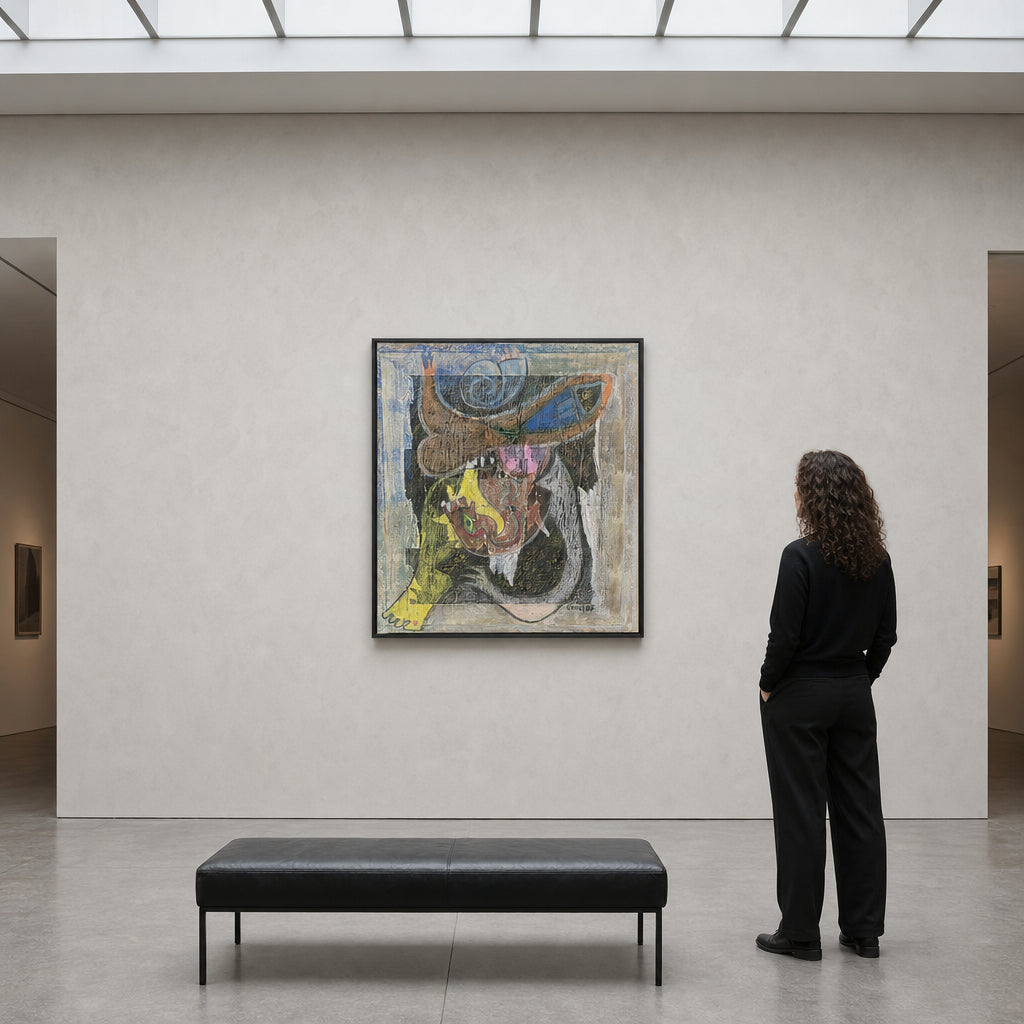 Abstract Horned Figure With Serpent - shown to scale