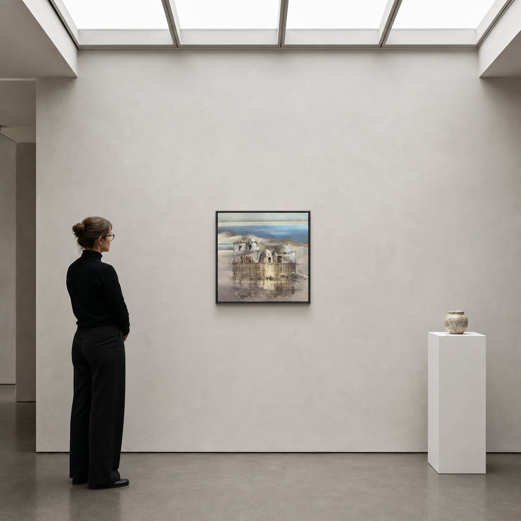 Domed Desert Buildings with Reflection - shown to scale