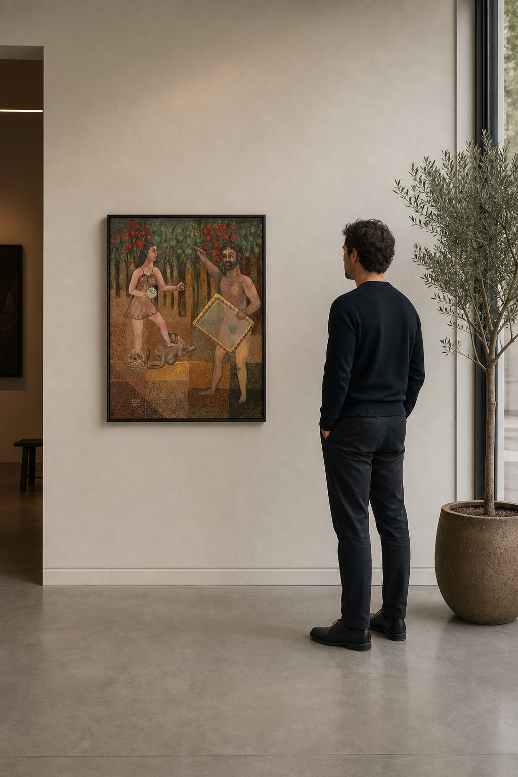Man and Woman in Fruit Garden - shown to scale
