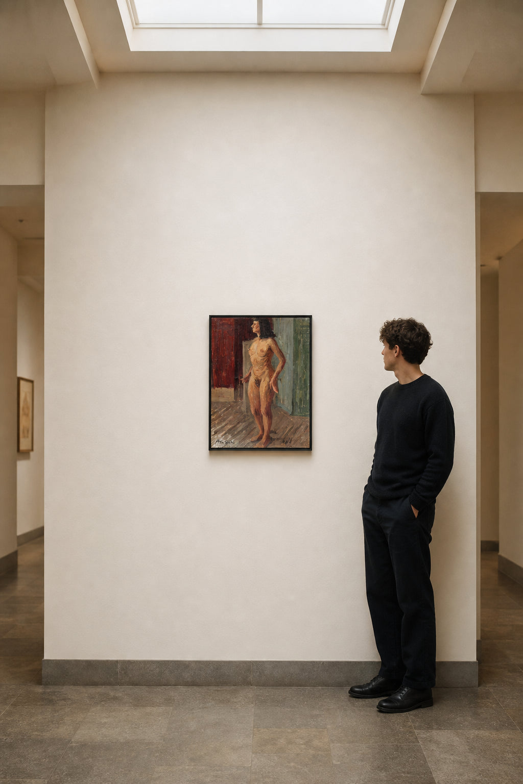 Standing Female Nude in Interior - shown to scale