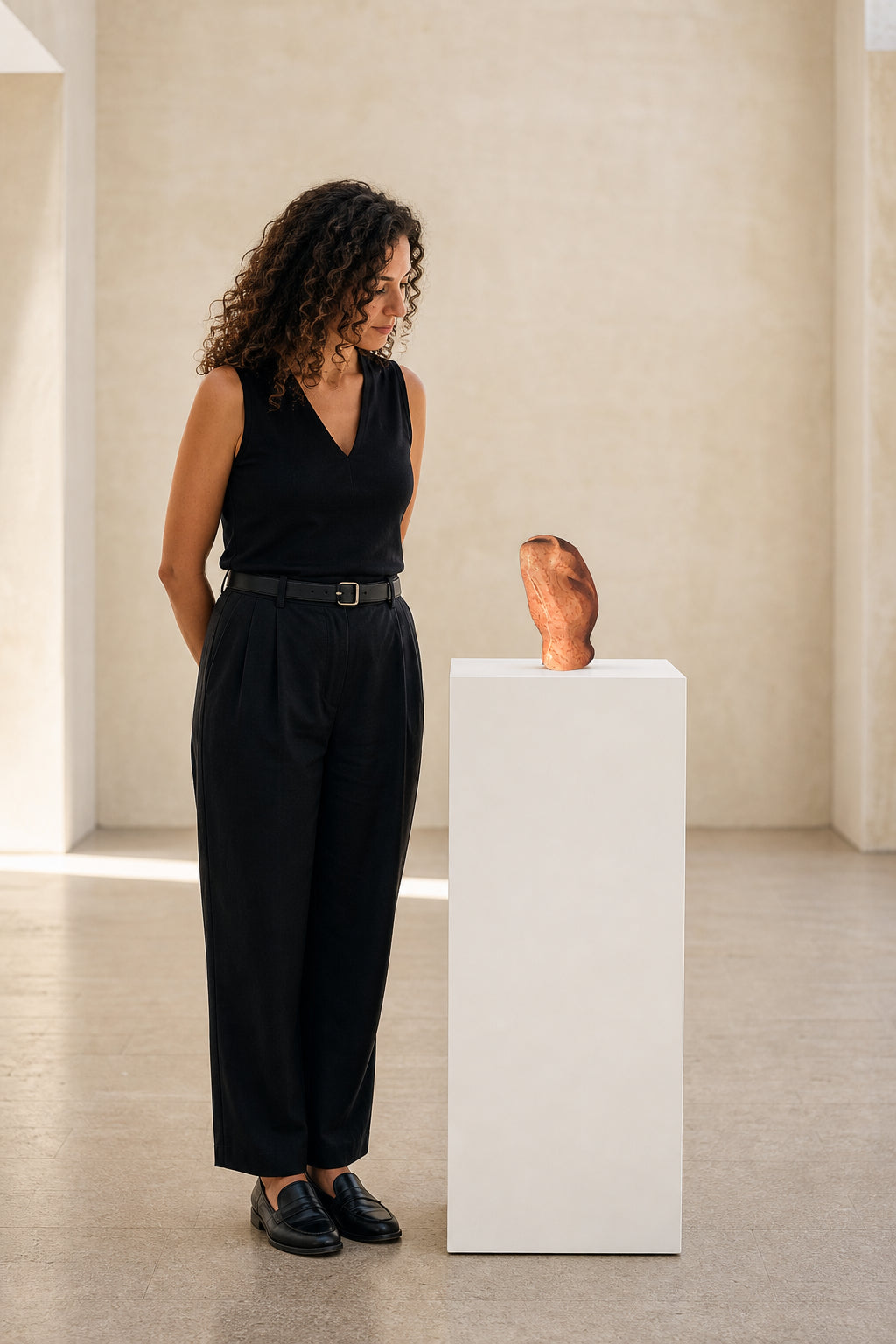 Abstract Human Figure Marble Sculpture - shown to scale