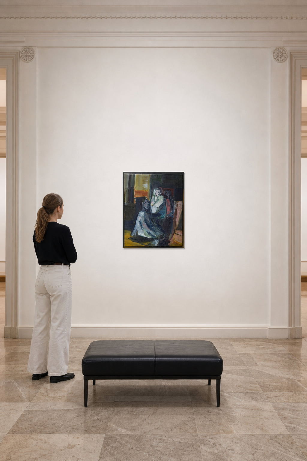 Two Figures in an Interior Scene - shown to scale