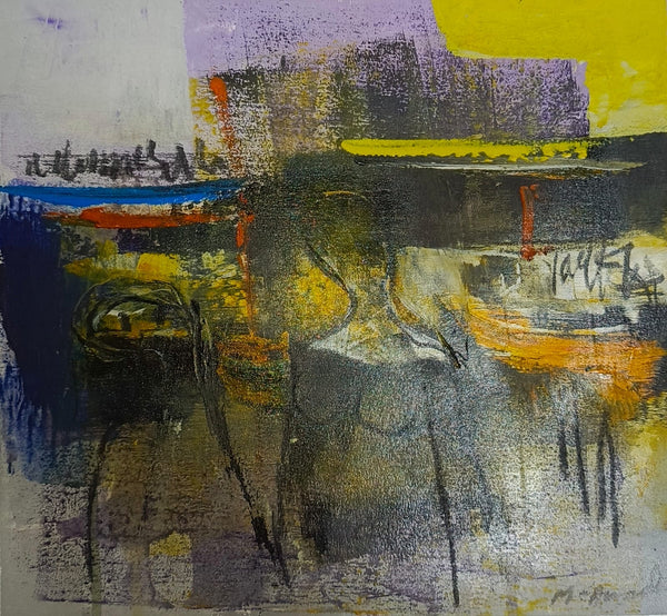 "Abstract Composition in Yellow and Blue"