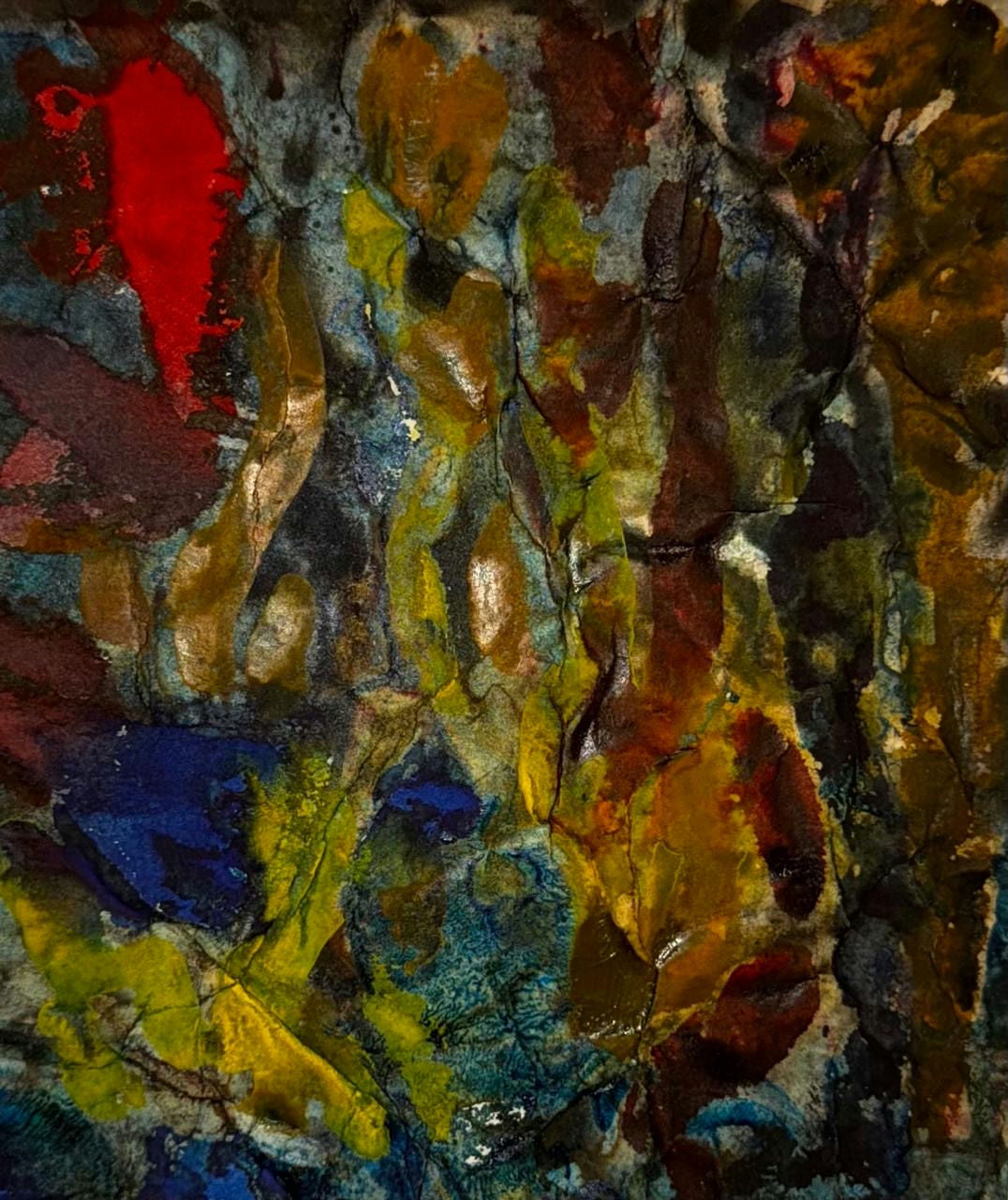 Original Mixed media 'Dark Abstract Mixed Media Composition' by Mohammad Bushnaq