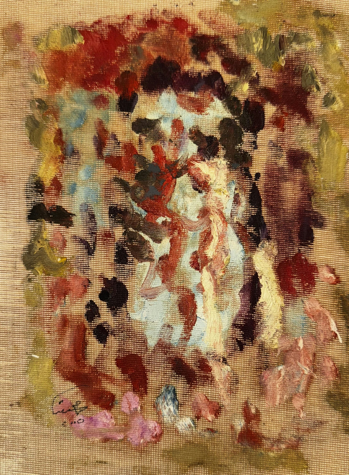 Original Mixed media 'Abstract Red and Brown Textured Forms' by Mohammad Bushnaq