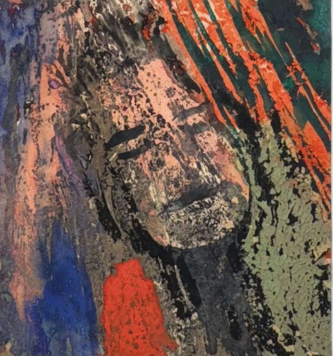Original Mixed media 'Textured Female Face Mixed Media' by Mohammad Bushnaq