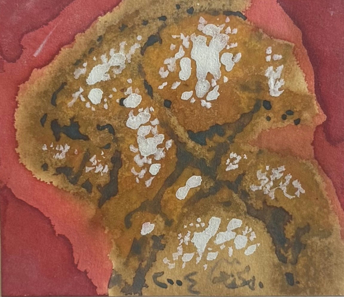 Original Mixed media 'Abstract Red and Brown Textured Forms' by Mohammad Bushnaq