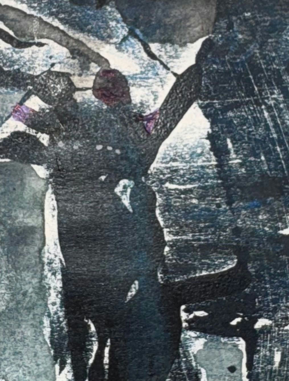 Original Mixed media 'Figure Standing Under Dark Tree' by Mohammad Bushnaq