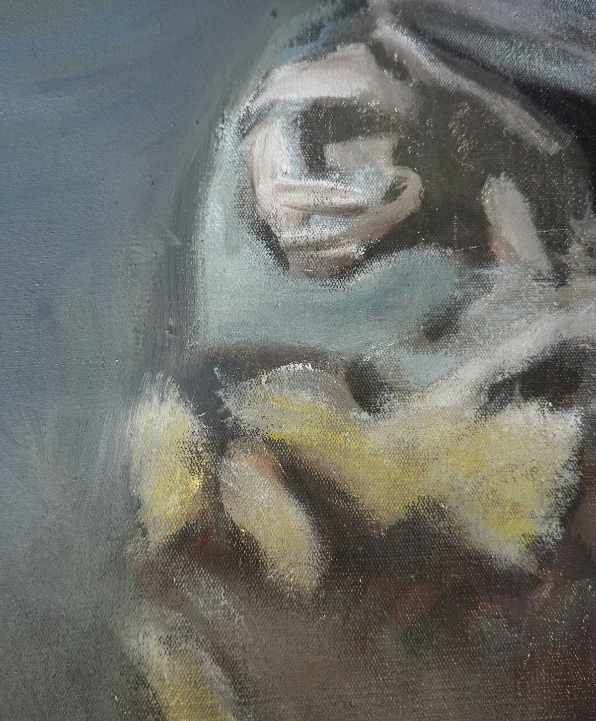 Original Mixed media 'Close-Up Abstract Figure Fragment' by Mohammad Bushnaq