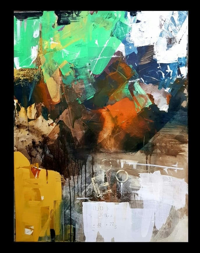 Original Mixed media 'Abstract Mixed Media Composition' by Moataz Kamal