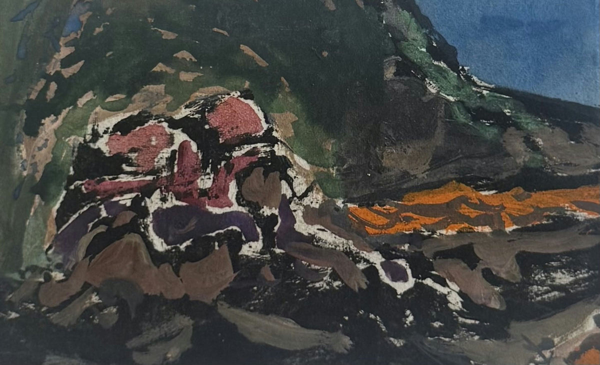 Original Mixed media 'Rocky Hillside with Blue Sky' by Mohammad Bushnaq
