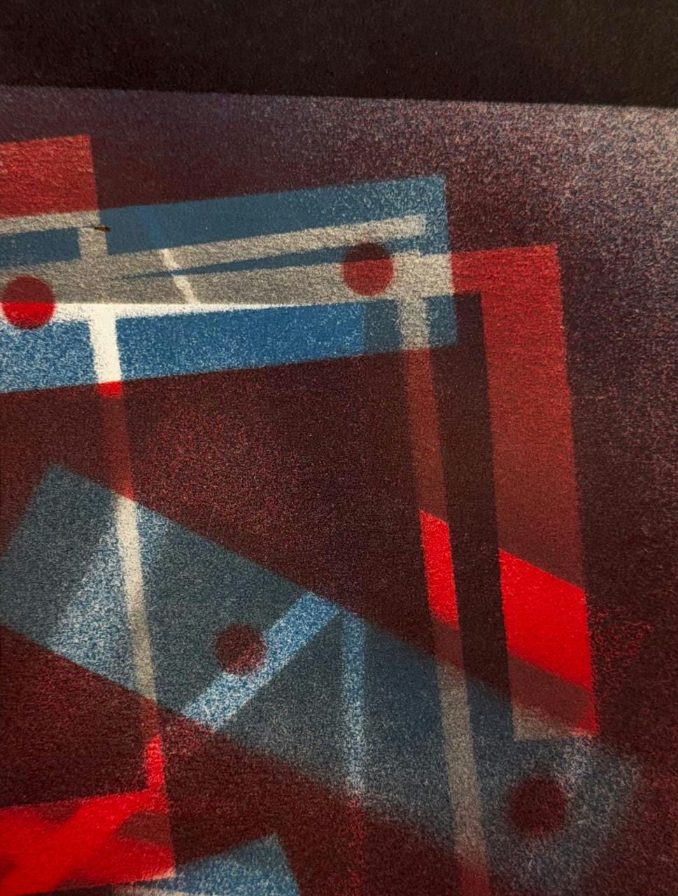 Original Mixed media 'Red and Blue Geometric Abstract Forms' by Mohammad Bushnaq