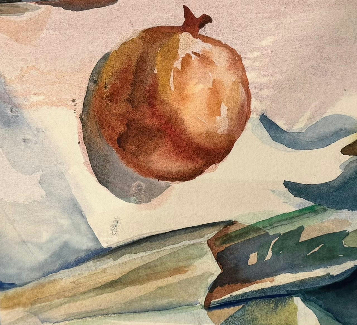Original Watercolor 'Pomegranate Still Life Watercolor' by Mohammad Bushnaq