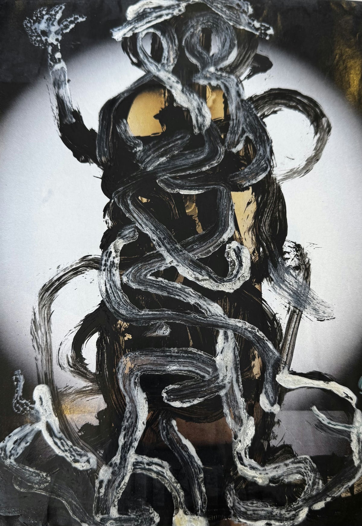 Original Mixed media 'Black and White Abstract Figure Form' by Mohammad Bushnaq