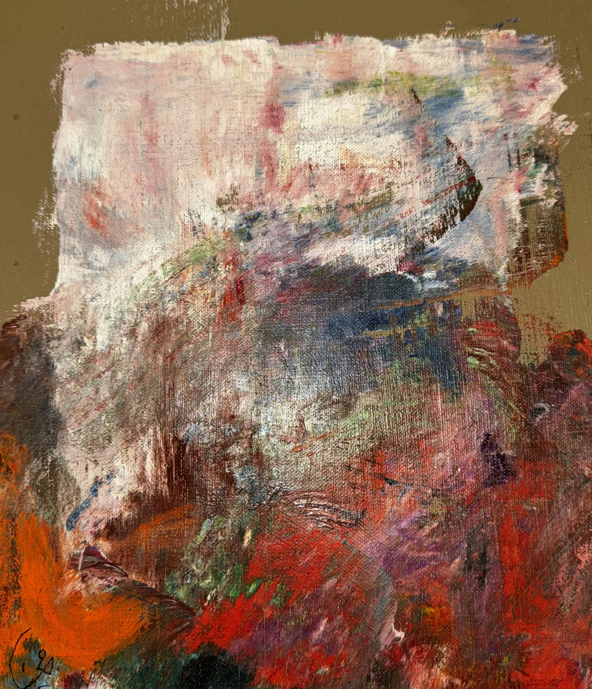 Original Mixed media 'Abstract Mixed Media Textured Composition' by Mohammad Bushnaq