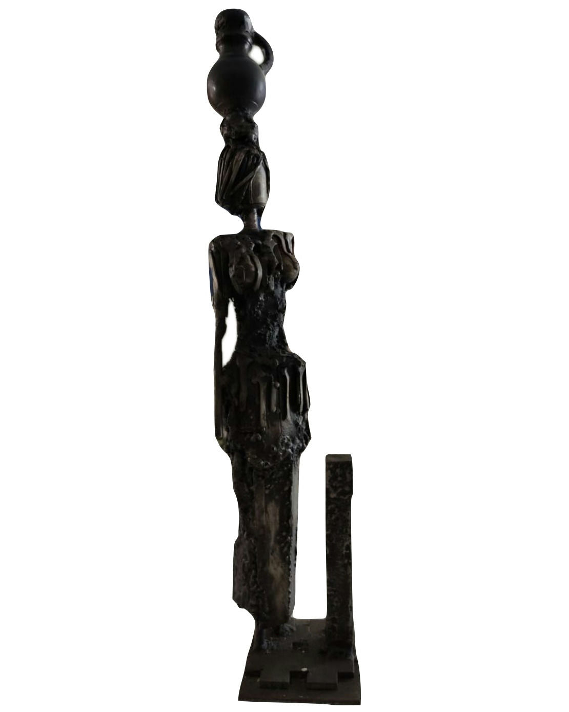 Original Sculptures & Ceramics 'Standing Woman Carrying Water Jug' by Mohammad Bushnaq