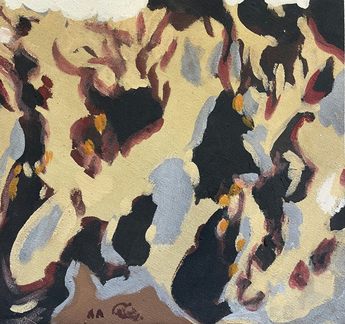 Original Mixed media 'Abstract Forms in Dark and Beige' by Mohammad Bushnaq