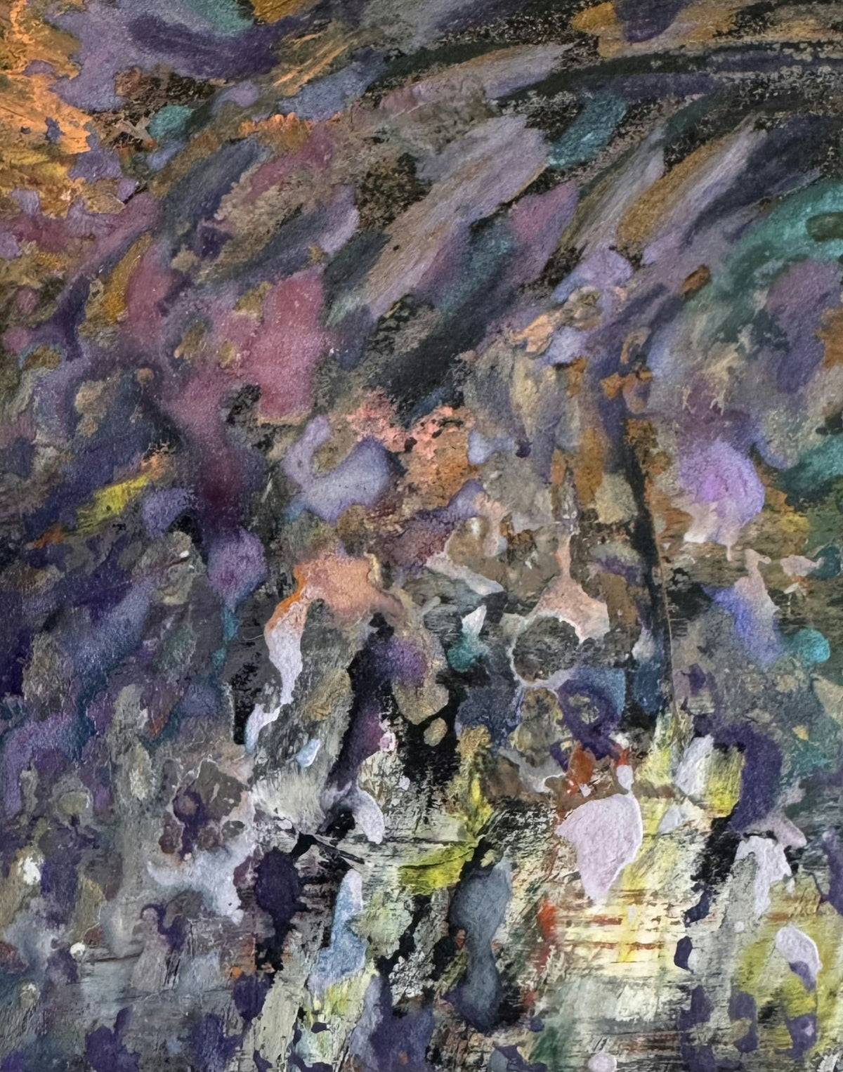 Original Mixed media 'Abstract Purple and Brown Textured Forms' by Mohammad Bushnaq