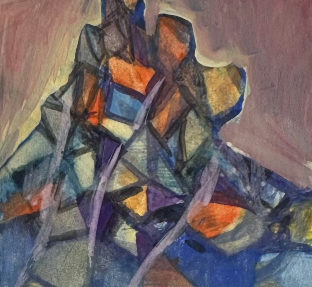 Original Mixed media 'Fragmented Geometric Abstract Forms' by Mohammad Bushnaq