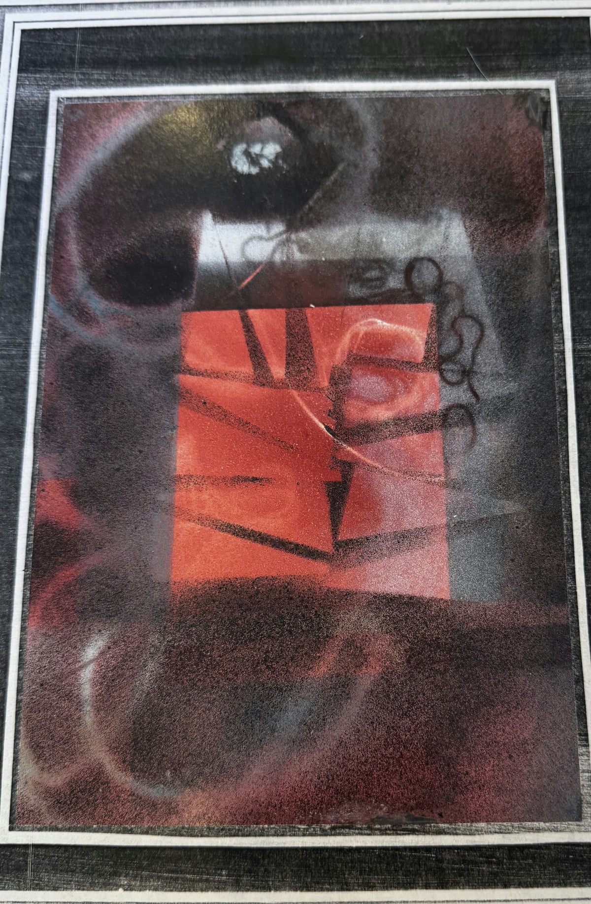 Original Mixed media 'Abstract Red and Black Mixed Forms' by Mohammad Bushnaq