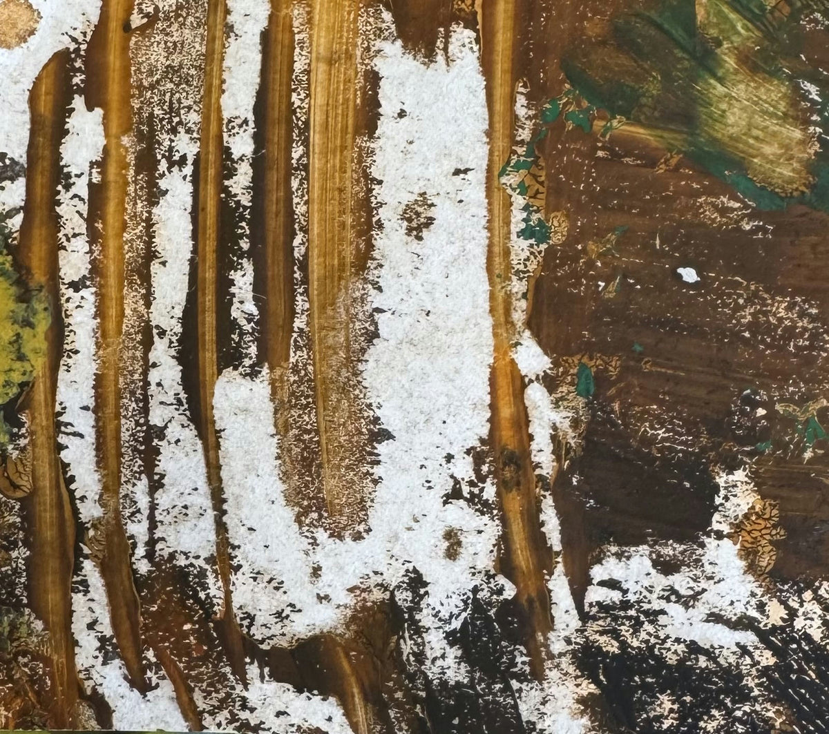 Original Mixed media 'Gold and White Abstract Mixed Media' by Mohammad Bushnaq