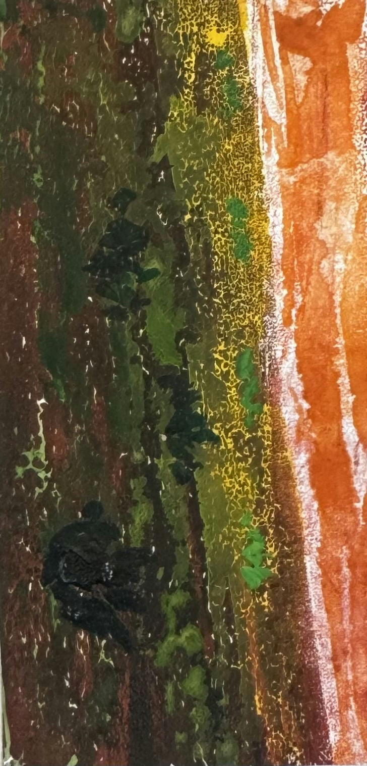 Original Acrylic 'Green and Brown Textured Landscape' by Mohammad Bushnaq