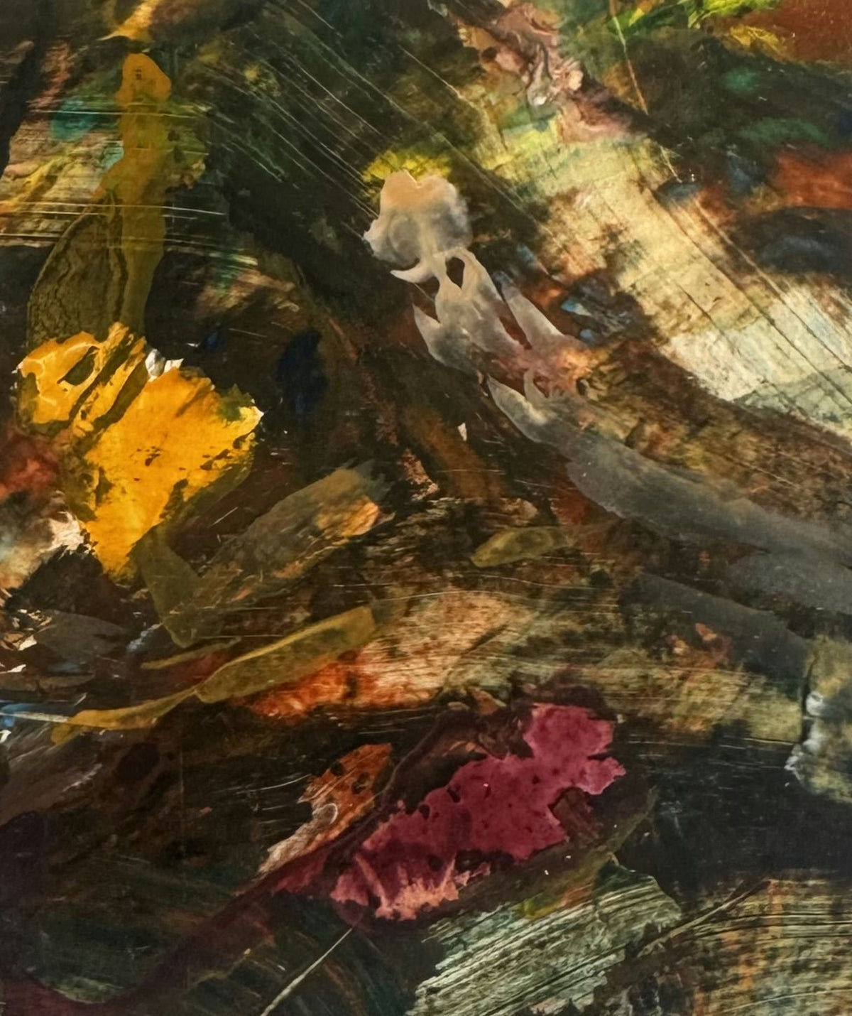 Original Acrylic 'Dark Abstract Expressive Brushstrokes' by Mohammad Bushnaq