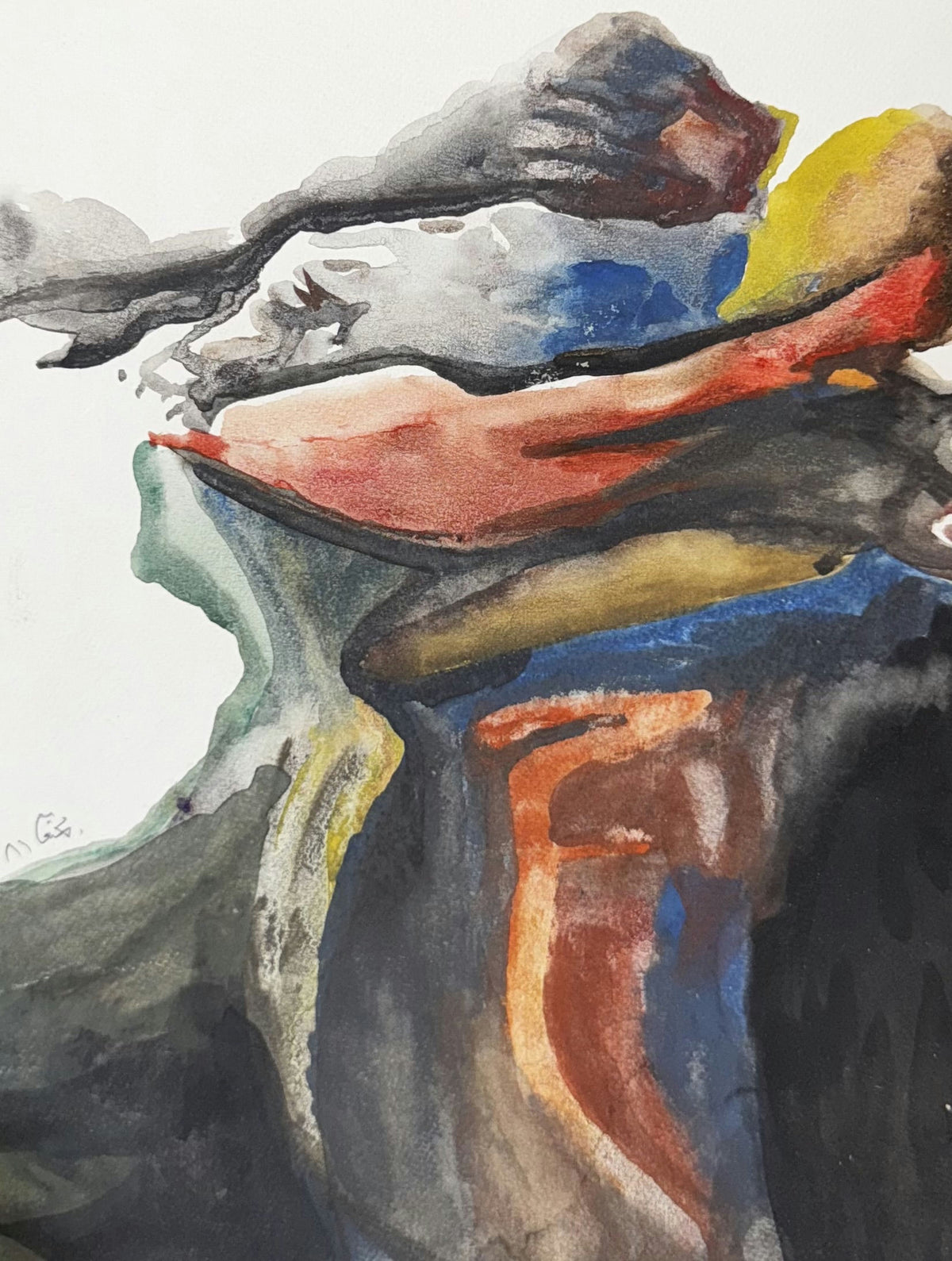 Original Mixed media 'Abstract Figure in Bold Colours' by Mohammad Bushnaq