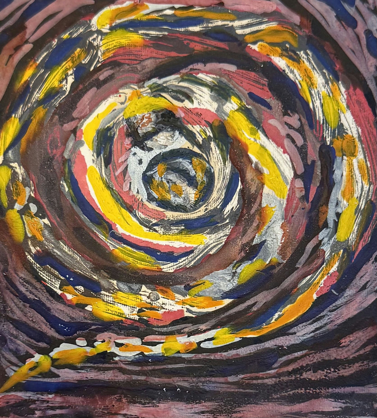 Original Mixed media 'Swirling Spiral Abstract Composition' by Mohammad Bushnaq 