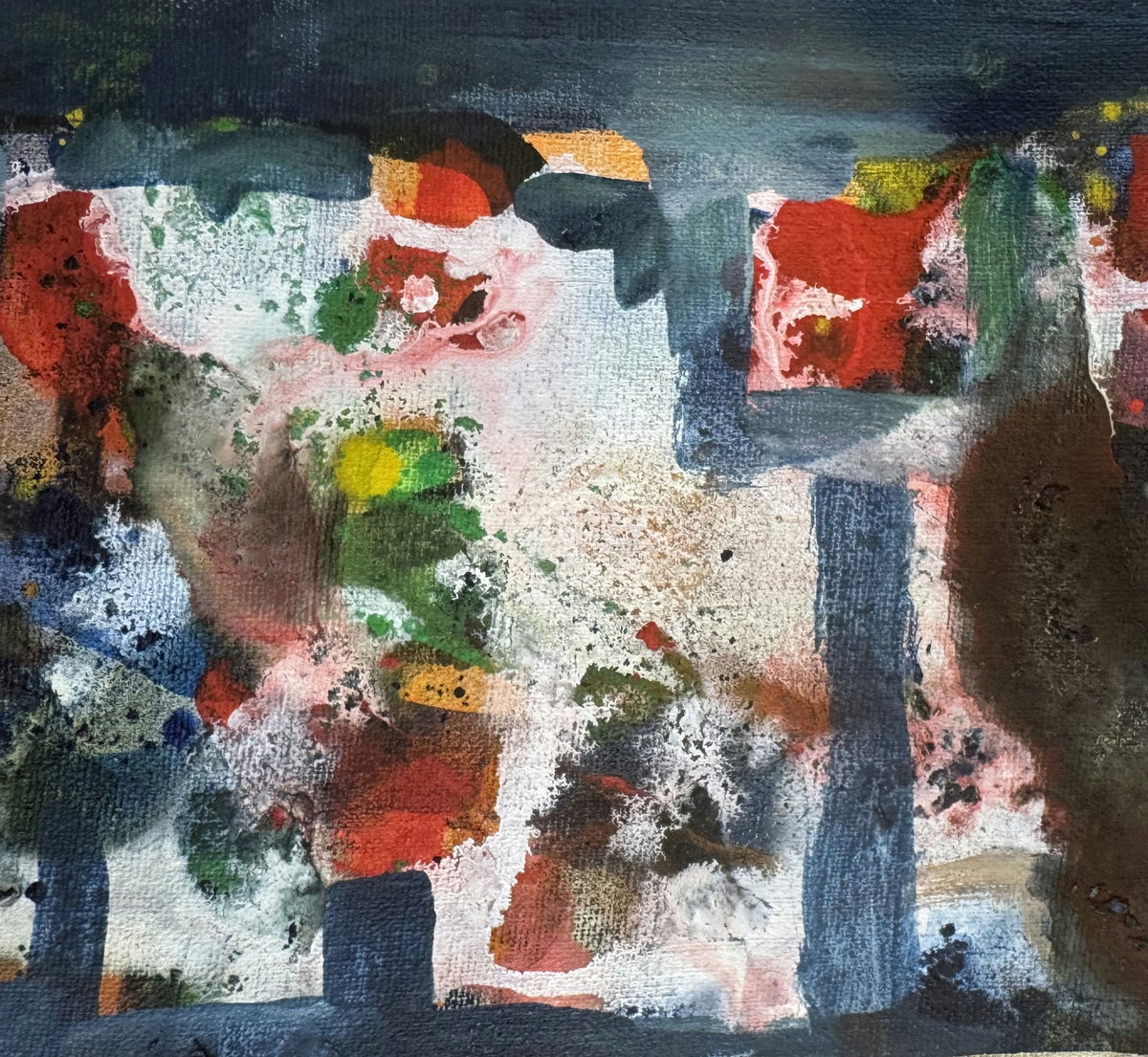 Original Acrylic 'Abstract Colour Patches on White Ground' by Mohammad Bushnaq
