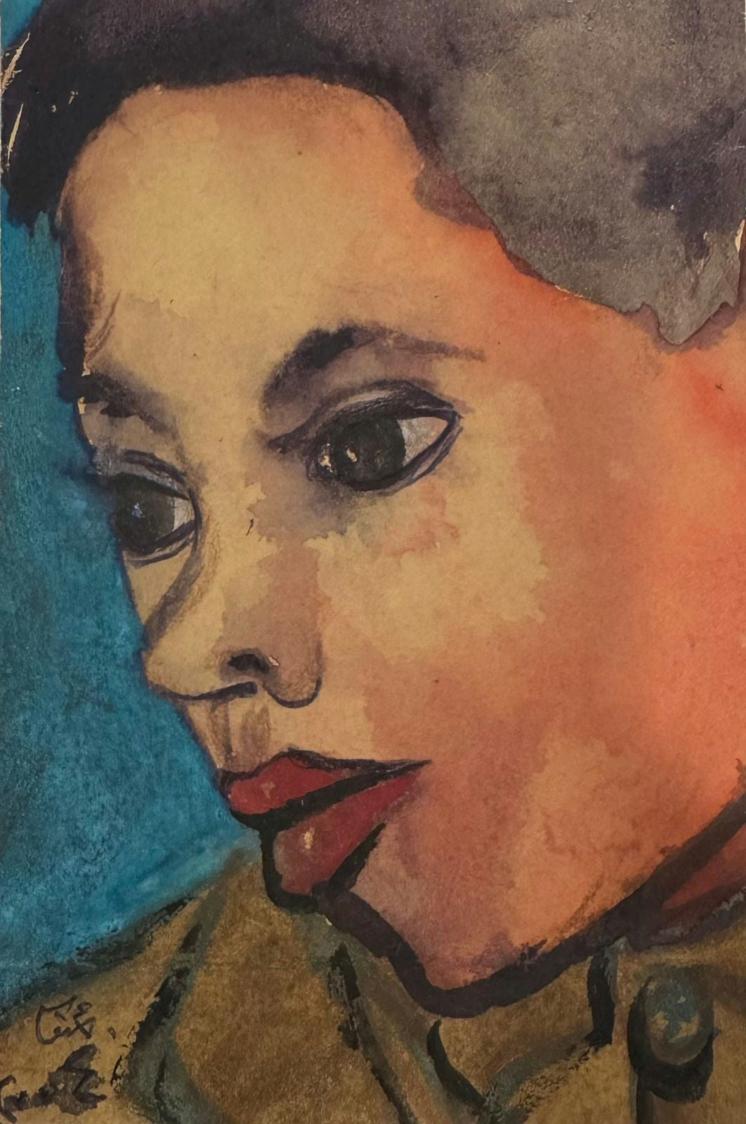 Original Mixed media 'Close Up Portrait of a Woman' by Mohammad Bushnaq