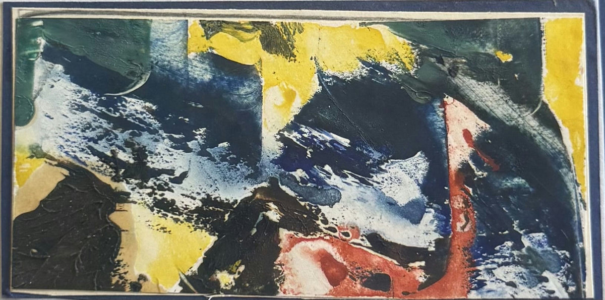Original Mixed media 'Abstract Blue Yellow Red Composition' by Mohammad Bushnaq