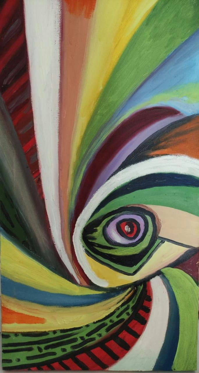 Original Acrylic 'Swirling Abstract Eye Vortex' by Mohammad Bushnaq