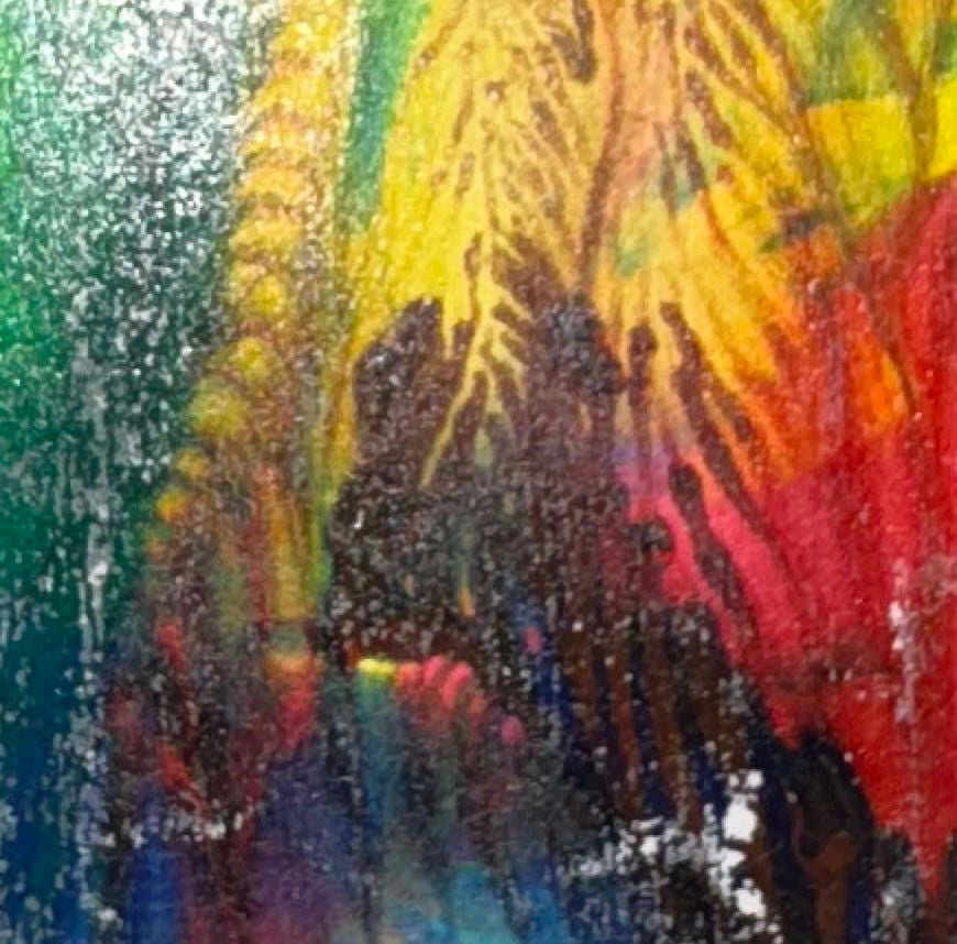 Original Mixed media 'Vibrant Abstract Burst of Color' by Mohammad Bushnaq