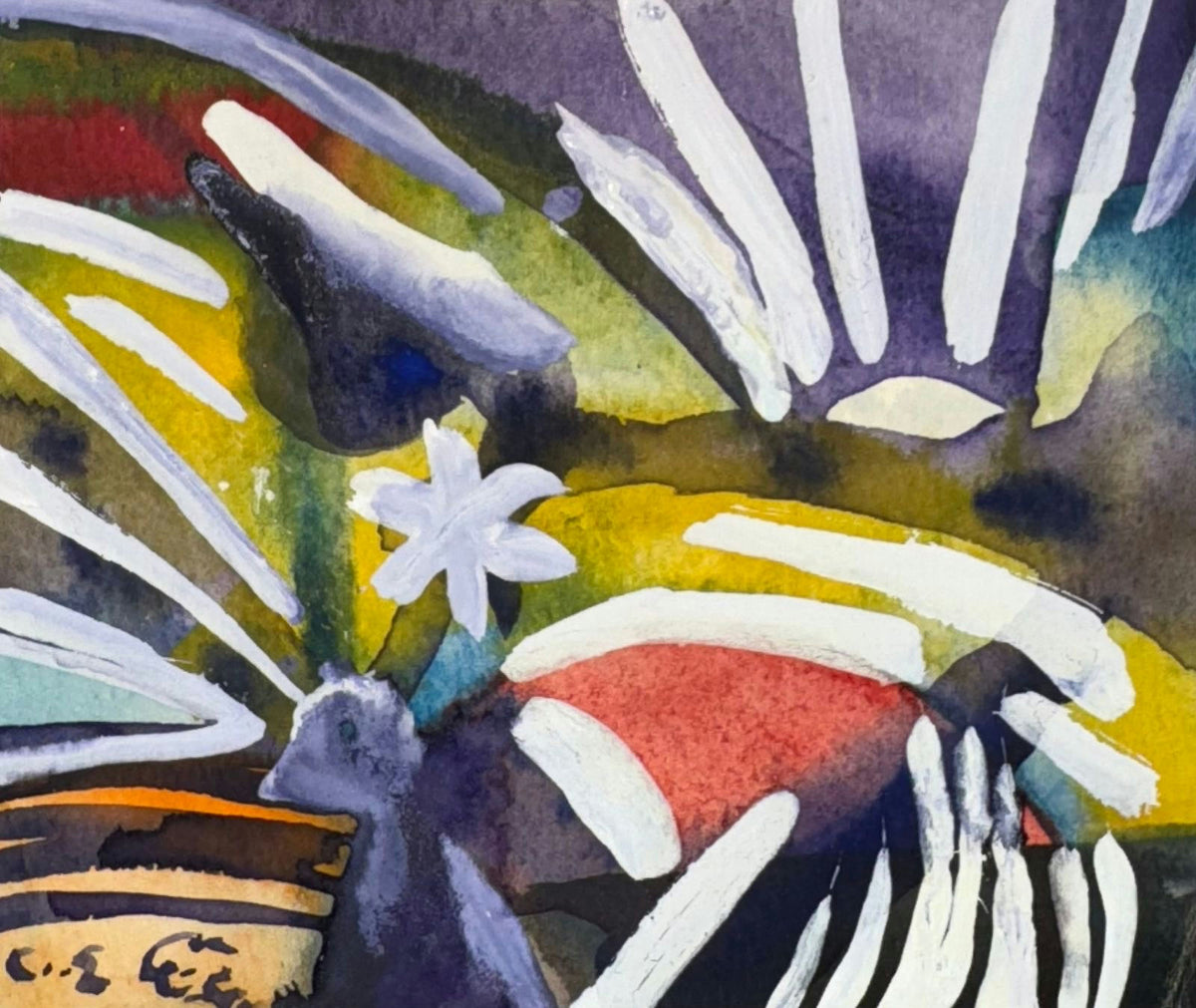Original Mixed media 'Abstract Floral Forms with Bold Strokes' by Mohammad Bushnaq