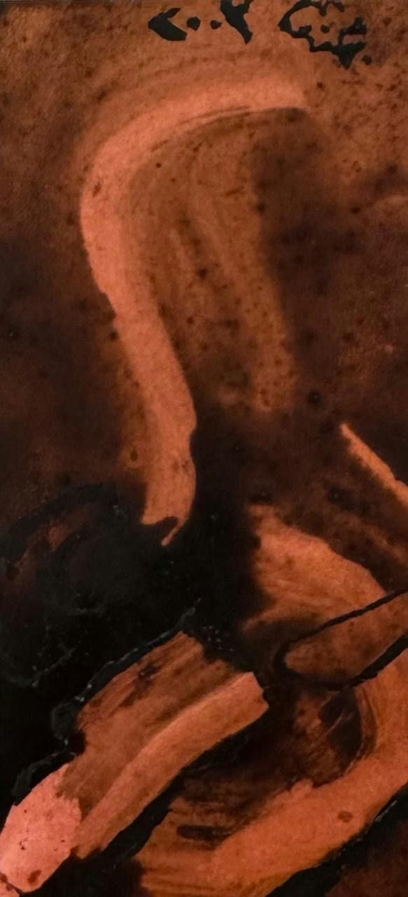 Original Mixed media 'Abstract Figure in Brown and Black' by Mohammad Bushnaq