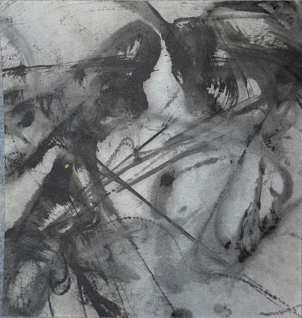 Original Mixed media 'Dark Abstract Gestural Marks on Paper' by Mohammad Bushnaq