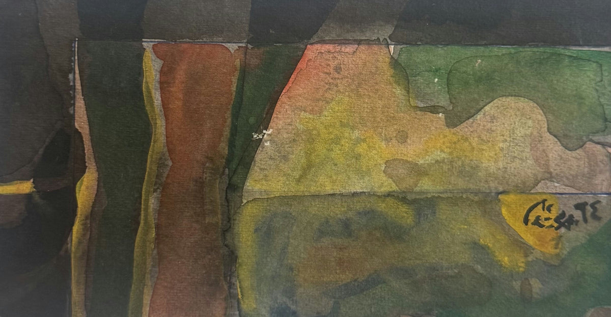 Original Mixed media 'Abstract Landscape in Earth Tones' by Mohammad Bushnaq