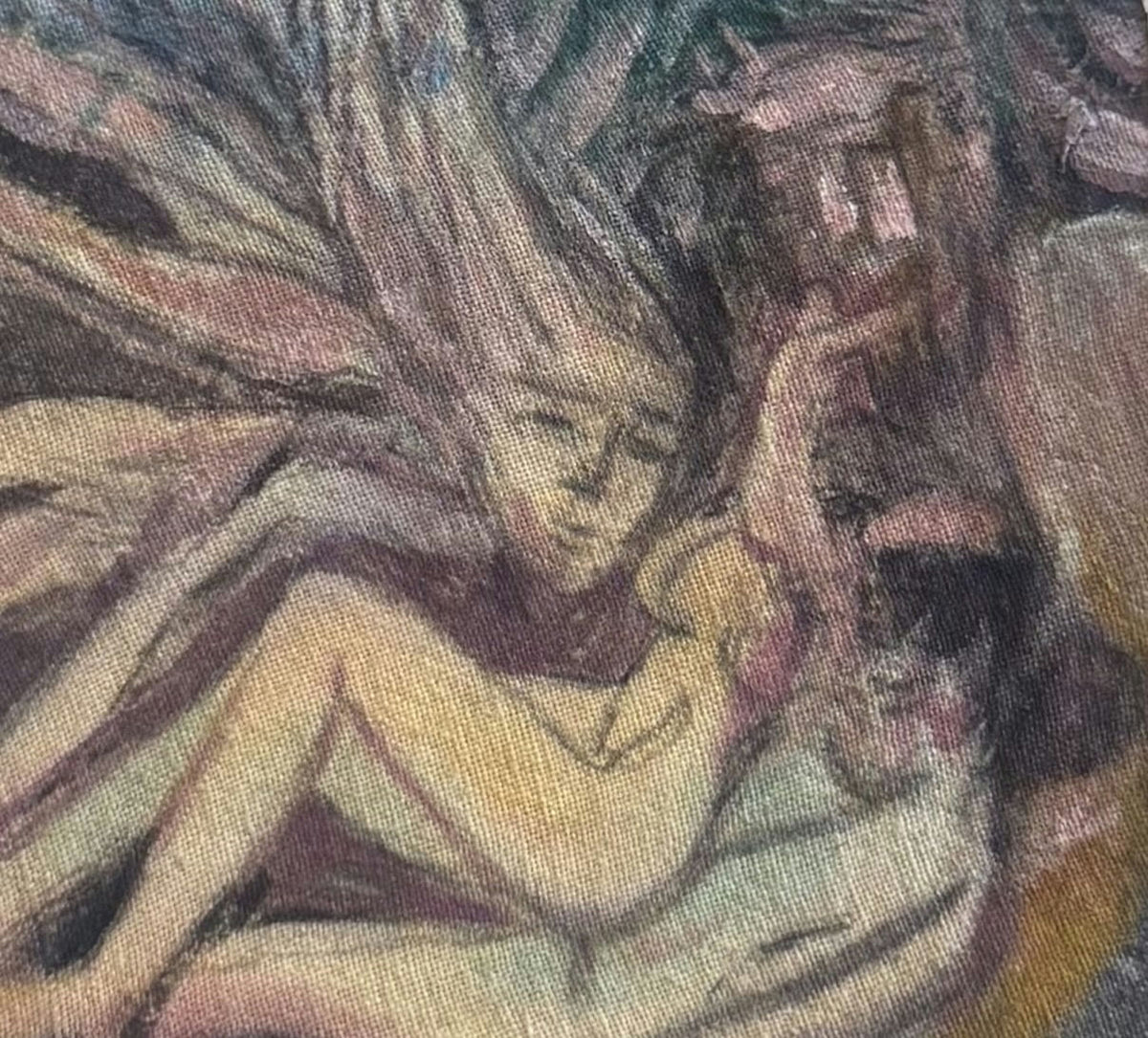 Original Mixed media 'Reclining Figure Among Brushstrokes' by Mohammad Bushnaq