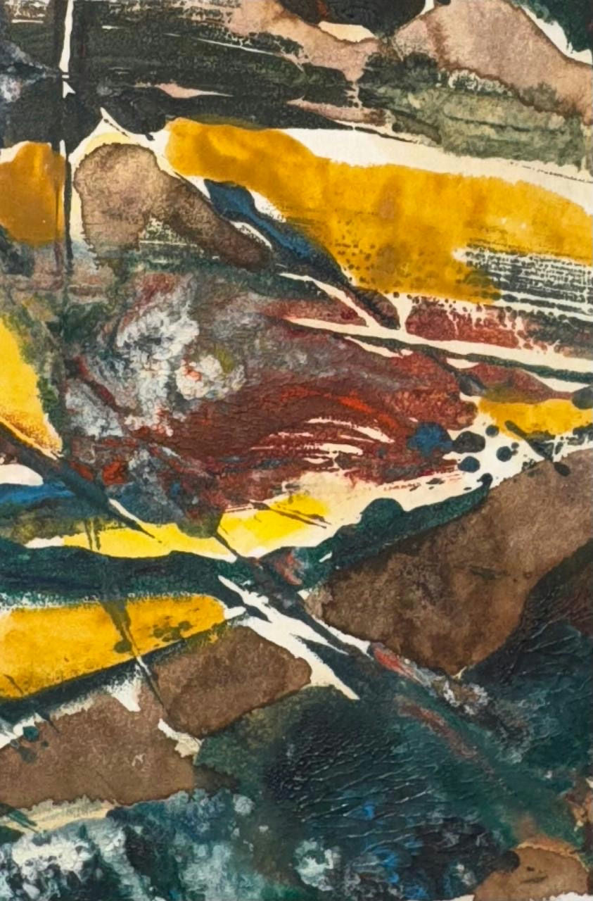 Original Mixed media 'Abstract Mixed Media Composition on Paper' by Mohammad Bushnaq