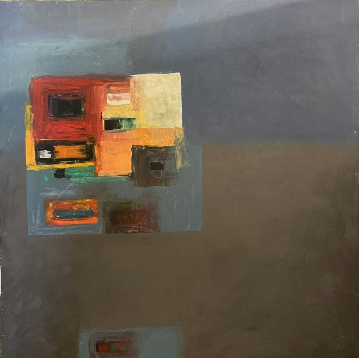 Original Acrylic 'Abstract Geometric Forms on Grey' by Ghassan Abulaban  